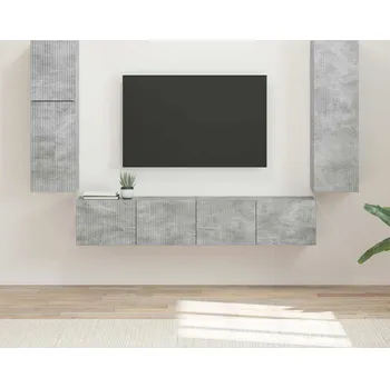 Obývací stěna vidaXL Sestava TV skříněk 4 pcs Betonově šedá kompozitní dřevo [3409036]