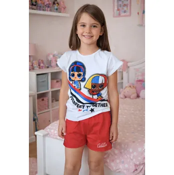 Dívčí sukně Sun City Dívčí letní set L.O.L. perfect together se šortkami bílo-červený Bílá, Velikost: 128 128