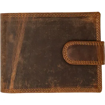 Peněženka HL Kožená pánská peněženka s přezkou - hnědá