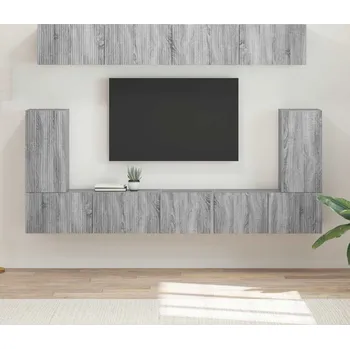Obývací stěna vidaXL Sestava TV skříněk Nástěnný 5 pcs Šedá Sonoma kompozitní dřevo [3409093]