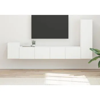 Obývací stěna vidaXL Sestava TV skříněk Nástěnný 3 pcs Bílá kompozitní dřevo [3409015]