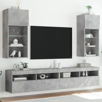 Obývací stěna vidaXL TV skříňky s LED osvětlením 2 ks 40,5 x 30 x 90 cm [837048] Barva: Betonová šedá