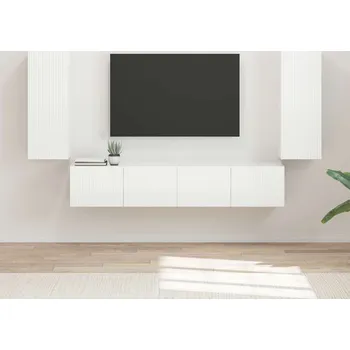 Obývací stěna vidaXL Sada televizního nástěnného kabinetu 4 pcs Vysoce lesklá bílá [3408920]