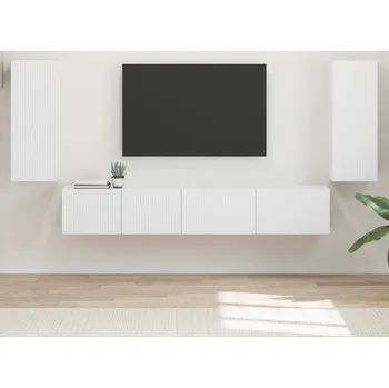 Obývací stěna vidaXL Sestava TV skříněk 4 pcs Bílá kompozitní dřevo [3409159]