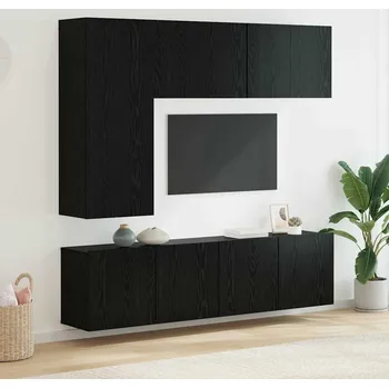 Obývací stěna vidaXL Nástěnná skříňka na TV 5 pcs Černý dub kompozitní dřevo [3402772]