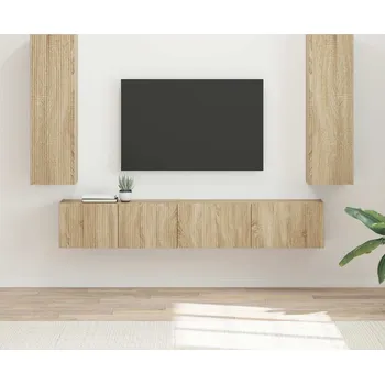 Obývací stěna vidaXL Sestava TV skříněk Nástěnný 3 pcs Sonoma dub kompozitní dřevo [3408981]