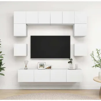 Obývací stěna vidaXL 8dílný set TV skříněk dřevotříska [3079006] Barva: Bílá
