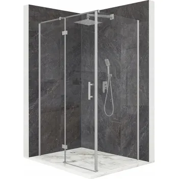 Sprchový kout 120x80 cm, výklopné dveře, stříbrné sklo ESG 6 mm + povrchová úprava