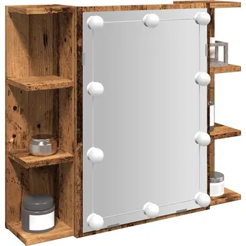 Koupelnový nábytek Zrcadlová skříňka s LED diodami Staré dřevo 70x16,5x60 cm