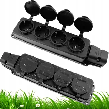 Elektrická zásuvka ČTYŘNÁSOBNÁ ZÁSUVKA 16A 250V NA GUMOVÝ KABEL GUMOVÁ LIŠTA ČTYŘNÁSOBNÁ