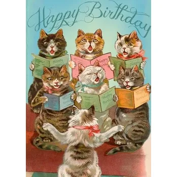 Přání B6 s obálkou Narozeniny - Sbor 7 koček