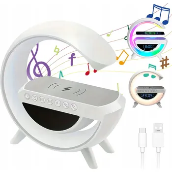 Lampička STOLNÍ LAMPA S QI NABÍJEČKOU A BLUETOOTH REPRODUKTOREM, 7 LED REŽIMŮ