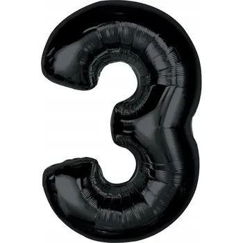 Balónek Fóliový balónek GoDan číslice 3, 92 cm, černý