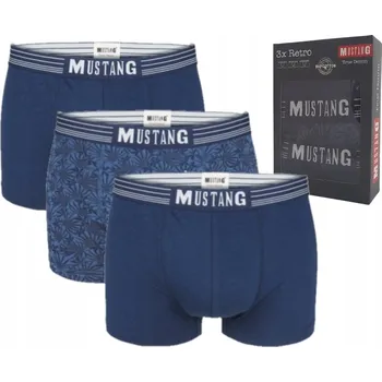 Boxerky MUSTANG PÁNSKÉ BOXERKY BAVLNA 3-BALENÍ NÁMOŘNICKÁ MODRÁ M
