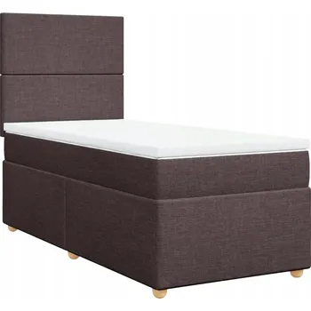 Postel Kontinentální postel 200x90 cm, tmavě hnědá, taštičkové pružiny, topper