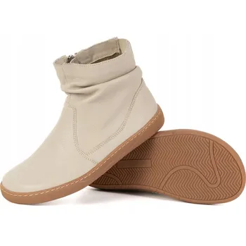 Dámská zimní obuv Dámské barefoot kotníkové boty se zipem zateplené 1297 béžové 37
