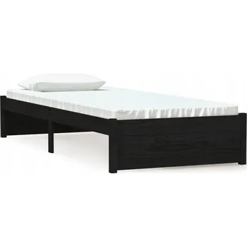 Postel Černý dřevěný rám postele 195,5 x 80,5 x 31 cm, borovice, jednolůžko