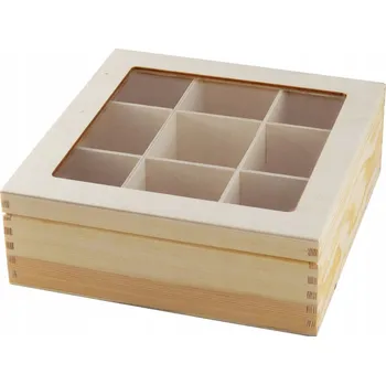 Obraz Dřevěná Krabička se sklem, 9 přihrádek