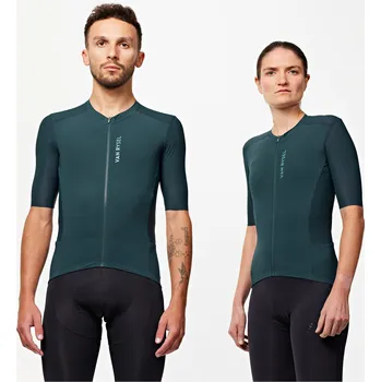 Cyklistické oblečení VAN RYSEL Unisex dres na silniční cyklistiku Racer 2 M MODRÁ|ZELENÁ