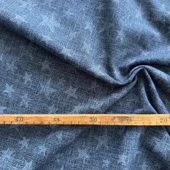 Bavlněná teplákovina počesaná hvězdy imitace rifloviny