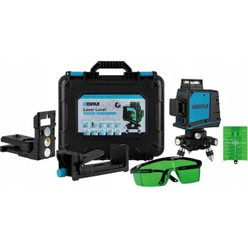 Měřící laser Křížový laser Bihui LLG12 zelený, akumulátorový, 3 paprsky, dosah 35 m, IP54
