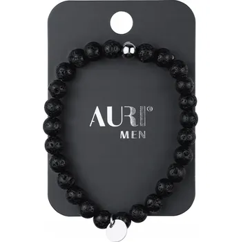 Náramek AURI Men Pánský Náramek - Černé Korálky z lávy
