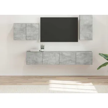 Obývací stěna vidaXL Sada televizního nástěnného kabinetu 4 pcs Betonově šedá [3408937]
