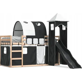 Postel Patrová postel se skluzavkou z masivního borovicového dřeva, 205,5 x 87,5 x 113