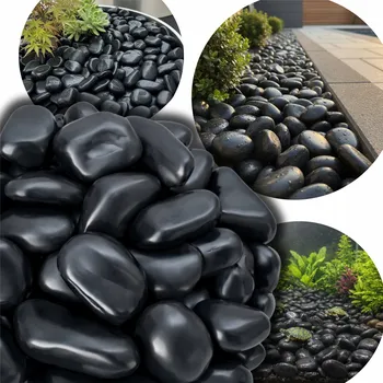 Zahradní dekorace OBZÁZKY ČERNÉ LEŠTĚNÉ HLADKÉ LÉČIVÉ PŘÍRODNÍ KAMENY 1KG 2-4 CM