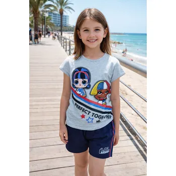 Dívčí sukně Sun City Dívčí letní set L.O.L. perfect together se šortkami šedo-modrý Šedá, Velikost: 116 116