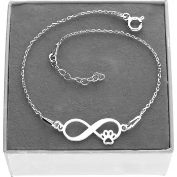 Náramek Stříbrný náramek INFINITY NEKONEČNO s tlapkou psa/kočky STŘÍBRO 925