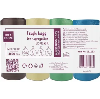 Pytle na odpadky LDPE pytle na tříděný odpad 35 l MIX 4x20 ks
