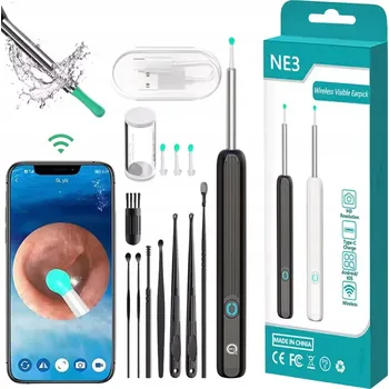 IP kamera Čistič uší s HD kamerou, dobíjecí, 12 nástavců