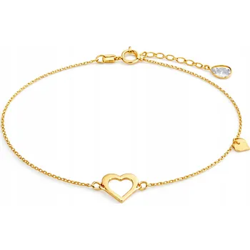 Náramek Zlatý dámský náramek 585 celebritka se dvěma srdíčky jako dárek 14kt