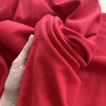 Vzorek - Teplákovina červená, bavlna s elastanem