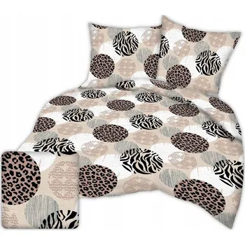 Povlečení Krepové povlečení 220x200 vzor béžová panterka v kruzích