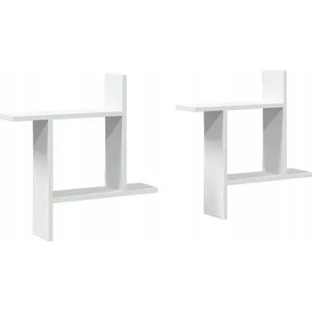 police Závěsné nástěnné police z dřevěného materiálu, bílé, 50x12x50 cm, 10