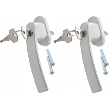 Okenní klika 2x OKENNÍ KLIKA KE DVEŘÍM ZÁMEK KLÍČ BÍLÁ