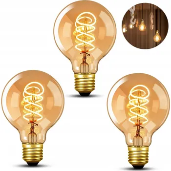 Žárovka 3x LED žárovka E27 FILAMENT 4W 2700K Teplá Barva Dekorativní Ozdobná Žárovka