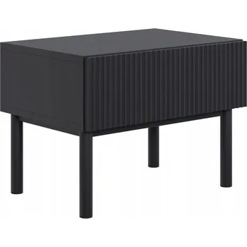 Noční stolek Noční stolek Veldio New frézovaná čelní strana a šuplík 50 cm černý