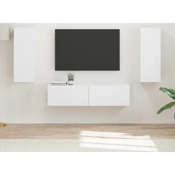 Obývací stěna vidaXL Sestava TV skříněk Nástěnný 2 pcs Bílá kompozitní dřevo [3408970]