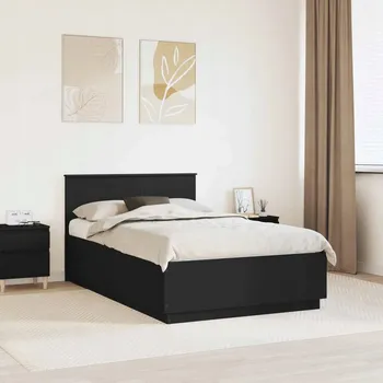 Postel Rámeček postele Černý 135 x 190 cm Materiál na bázi dřeva