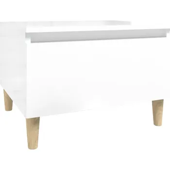 Konferenční stolek Skandinávský odkládací stolek se zásuvkou, bílý lesk, 50x46x35 cm