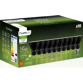 Žárovka 10x LED žárovka GU10 Reflektor 3W = 25W 4000K Neutrální bílá 120° Černá LUMILED