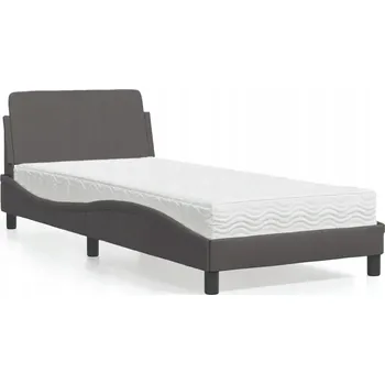 Postel Postel s matrací, šedá, 80x200 cm, umělá kůže
