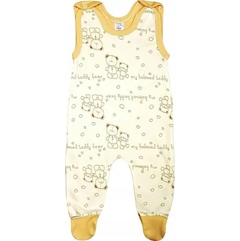Kojenecký overall PYŽAMO OVERAL bavlněné MEDVÍDCI béžové 56 KLEKLE