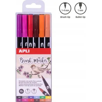 Oboustranný štětcový Fixy Apli Kids 12 barev