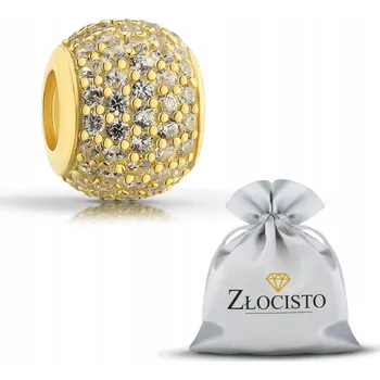 Přívěsek POZLÁCENÝ CHARMS STŘÍBRO 925 KULIČKA SE ZIRKONY BEAD KORÁLEK NA NÁRAMKY