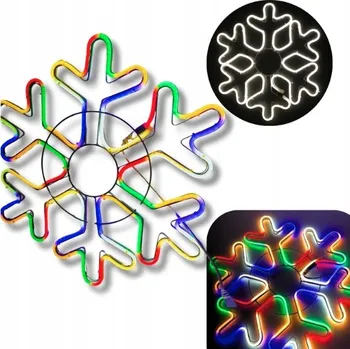 Vánoční dekorace SNĚHOVÁ VLOČKA NEON LED 52 CM MULTIKOLOR DEKORACE NA OKNO BALKON VÁNOČNÍ XXL