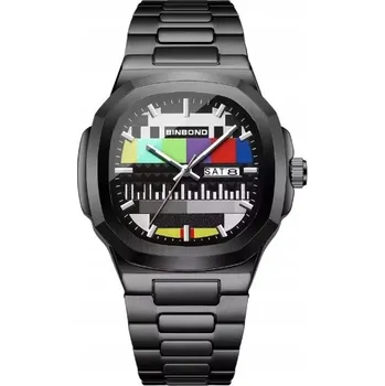 Hodinky Masivní retro hodinky z 80. let, KONTROLNÍ OBRAZ, datumovka, nerezová ocel